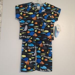 NWT Disney Pixar Nemo Pajamas 2 Piece Unisex Kids Size Medium Black 100% Cotton